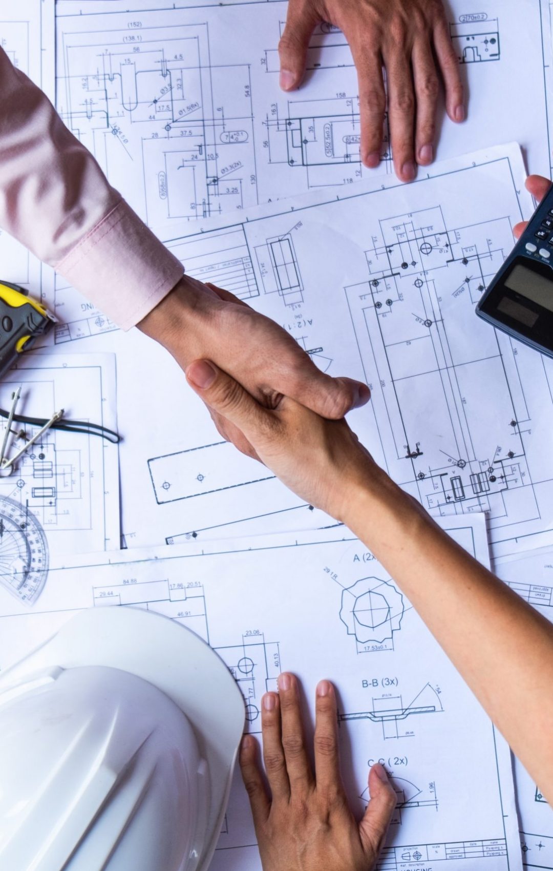 engineer people shaking hands in office, engineering concept, architecture concept, teamwork concept